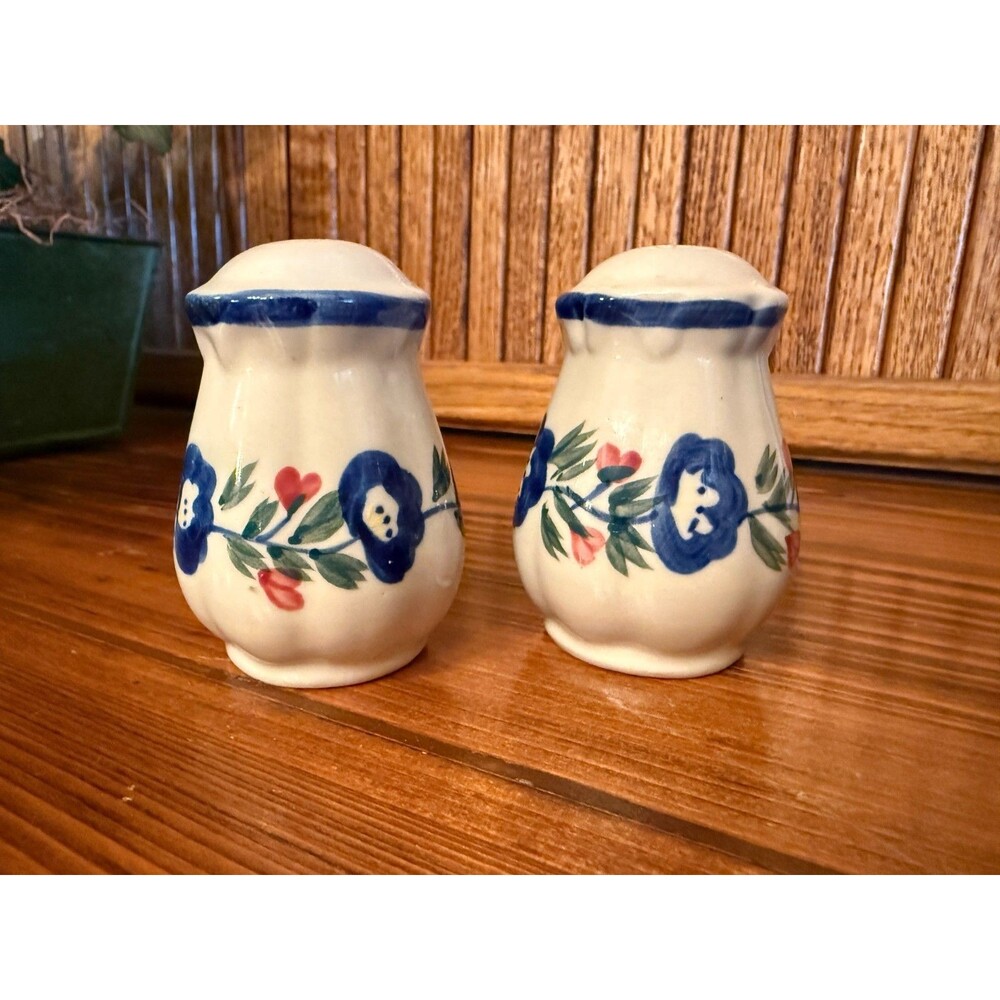 Vintage Blue Floral Salt and Pepper Shakers Cottagecore Farmhouse Decor
